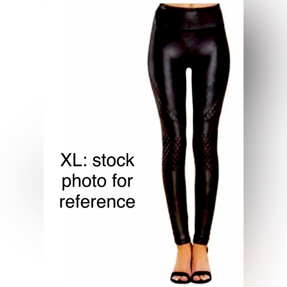 XL Spanx Black Quilted Faux Leather Moto Leggings